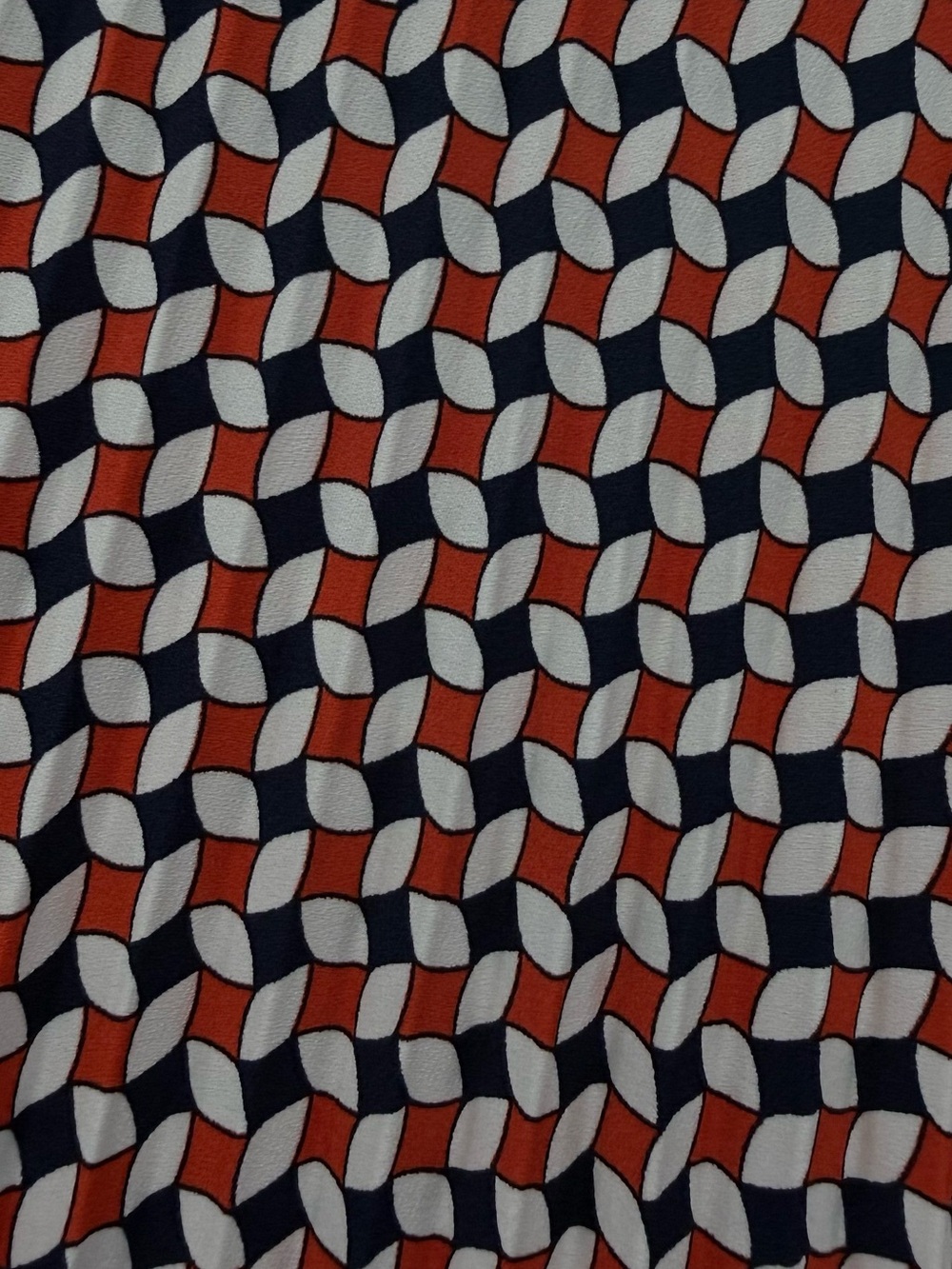 Boden Pleated Geometric Midi Skirt in  Orange Navy & White - Picture 7 of 9